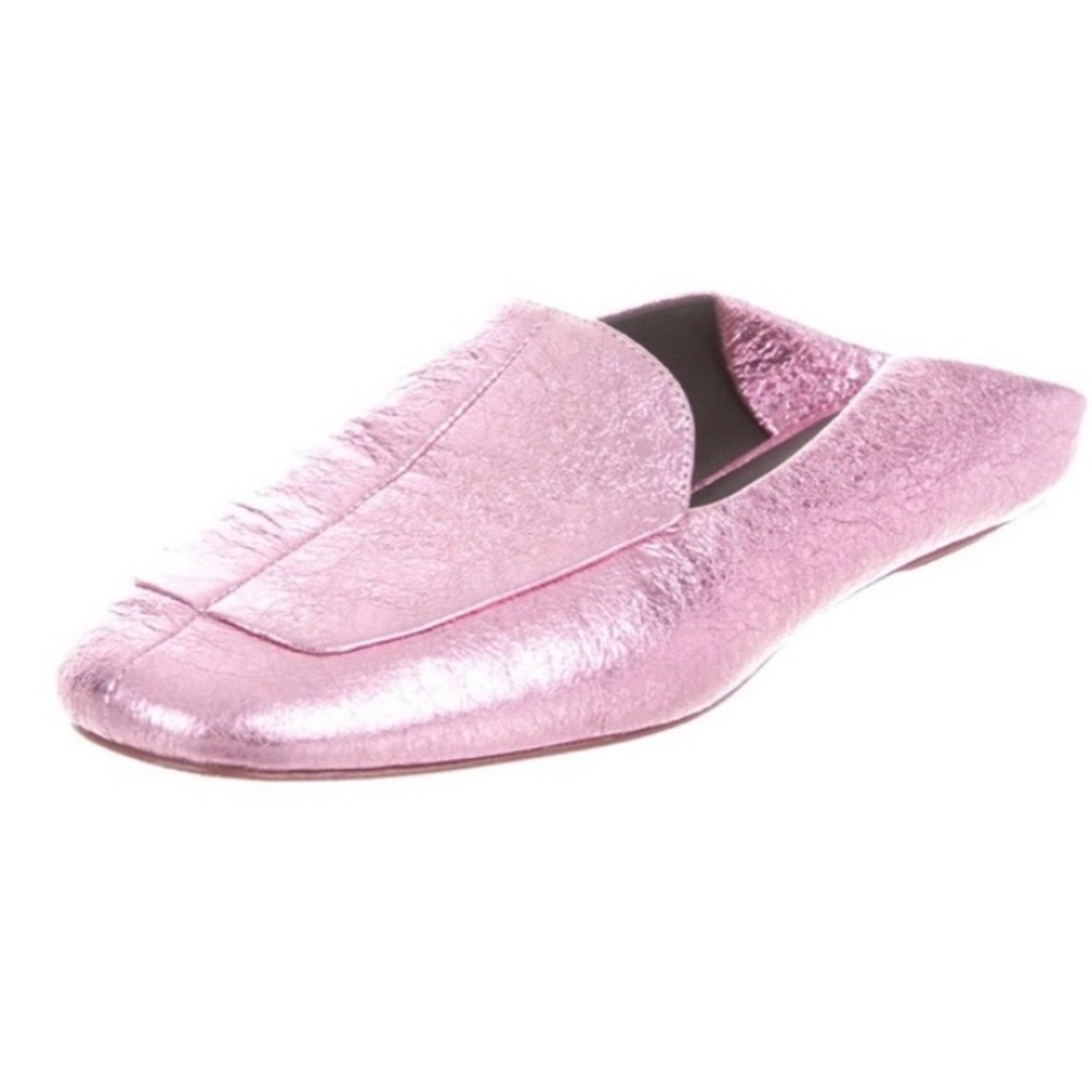 Tibi Metallic Pink Leather Slip-On Mule